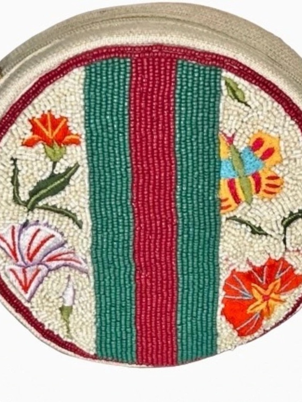 100% Cotton Beaded Floral Round Crossbody SHIRDEE Bag Purse Flowers Boho Evening
